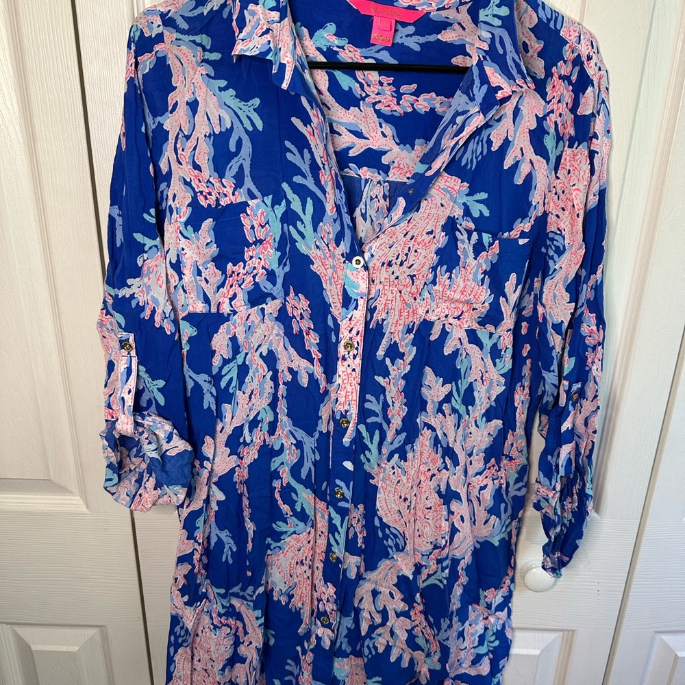 Lilly Pulitzer Blue and Pink Women's Top